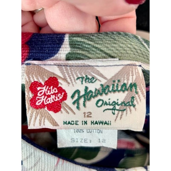 HILO HATTIES Blue Floral Hawaiian Dress Size 12 - Picture 4 of 4